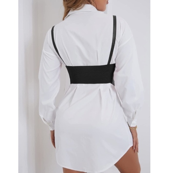 Womens Sexy Steampunk Vegan Black Leather Bustier Underbust Waist Belt Corset - Picture 3 of 7